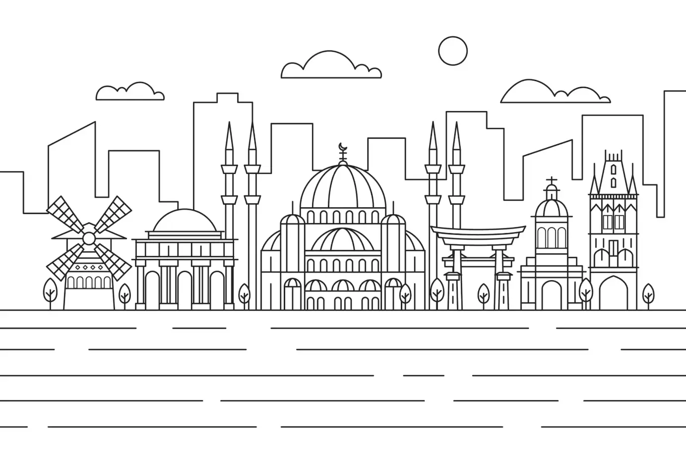 Free City Picture To Color In