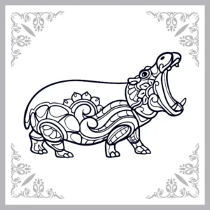 Free Hippo Picture To Color In