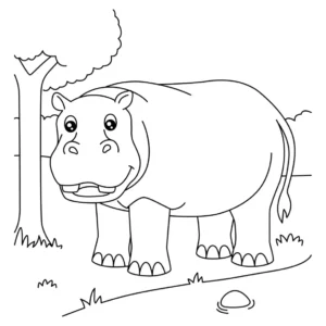 Free Hippo Picture To Color In