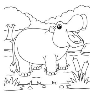 Free Hippo Picture To Color In