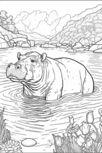 Free Hippo Picture To Color In