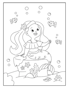 Free Mermaid Picture To Color In