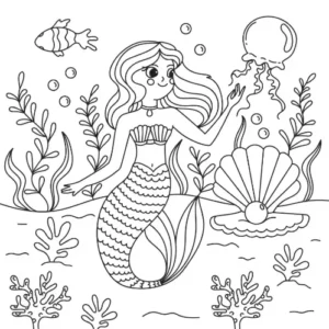 Free Mermaid Picture To Color In