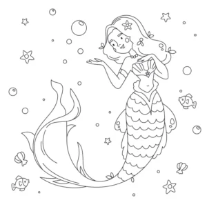 Free Mermaid Picture To Color In