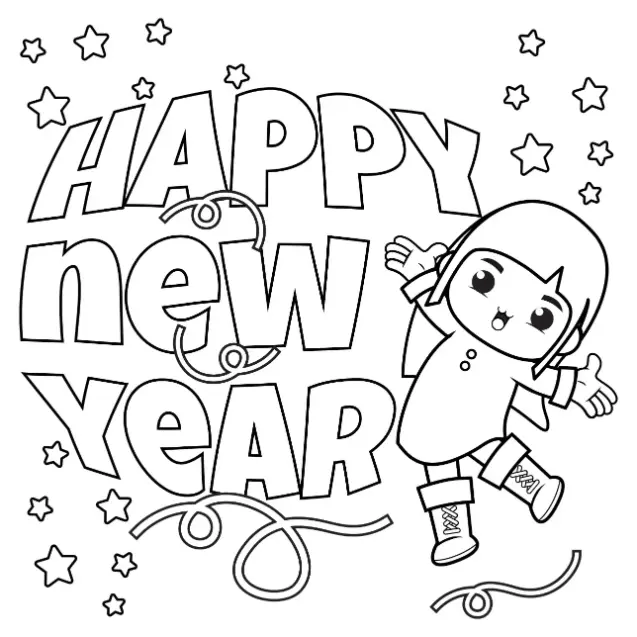 Free New Year Picture To Color In