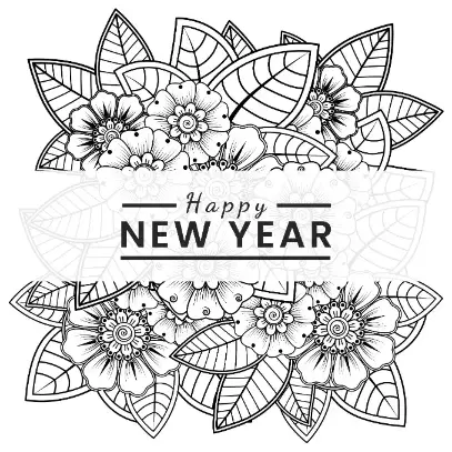 Free New Year Picture To Color In