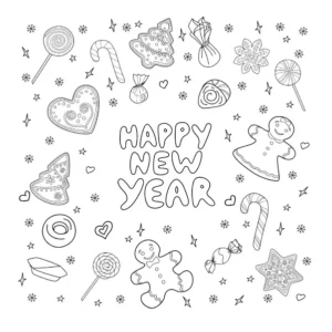 Free New Year Picture To Color In
