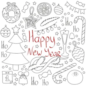 Free New Year Picture To Color In