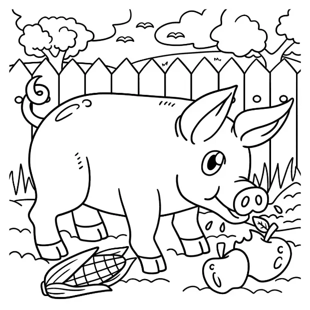 Free Pig Picture To Color In