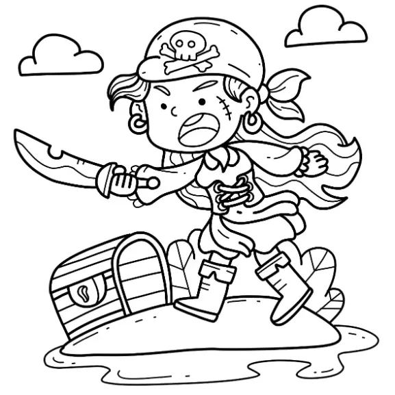 Free Pirate Picture To Color In
