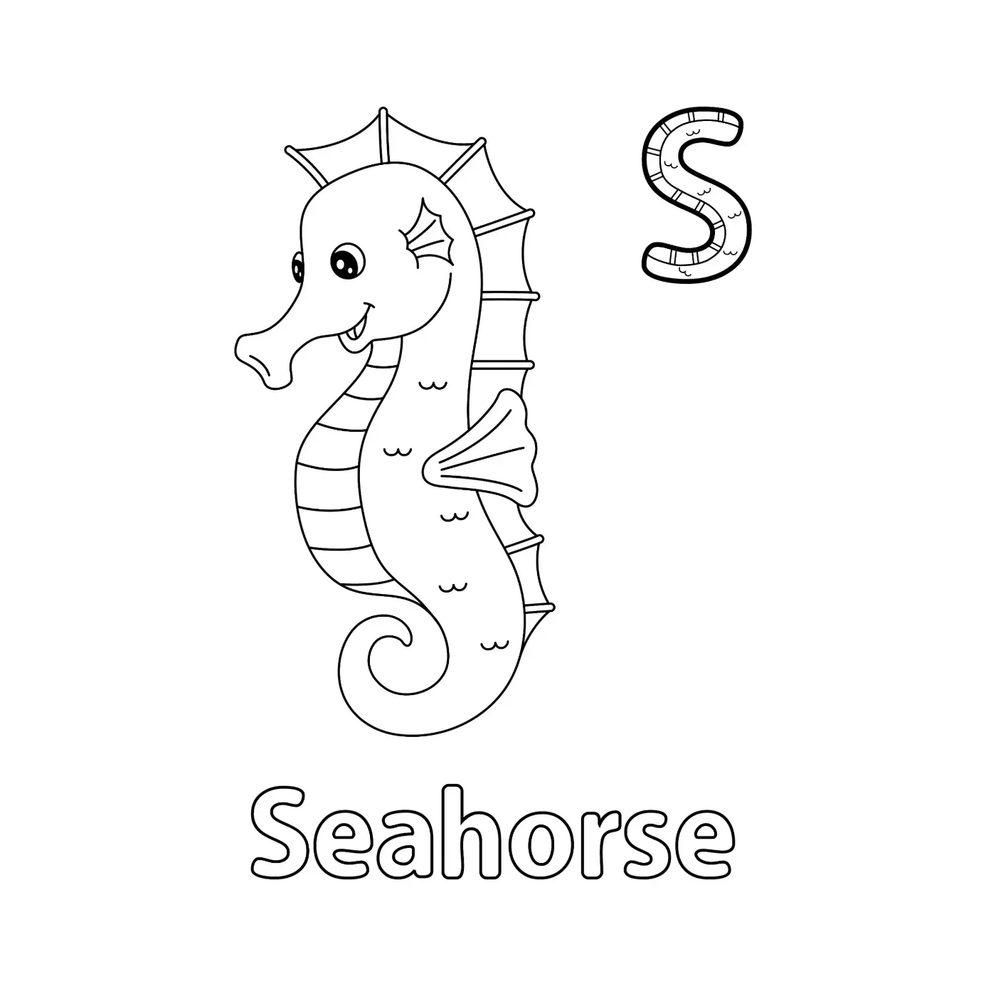 Free Seahorse Picture To Color In