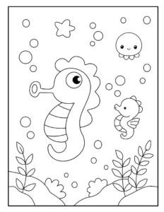 Free Seahorse Picture To Color In