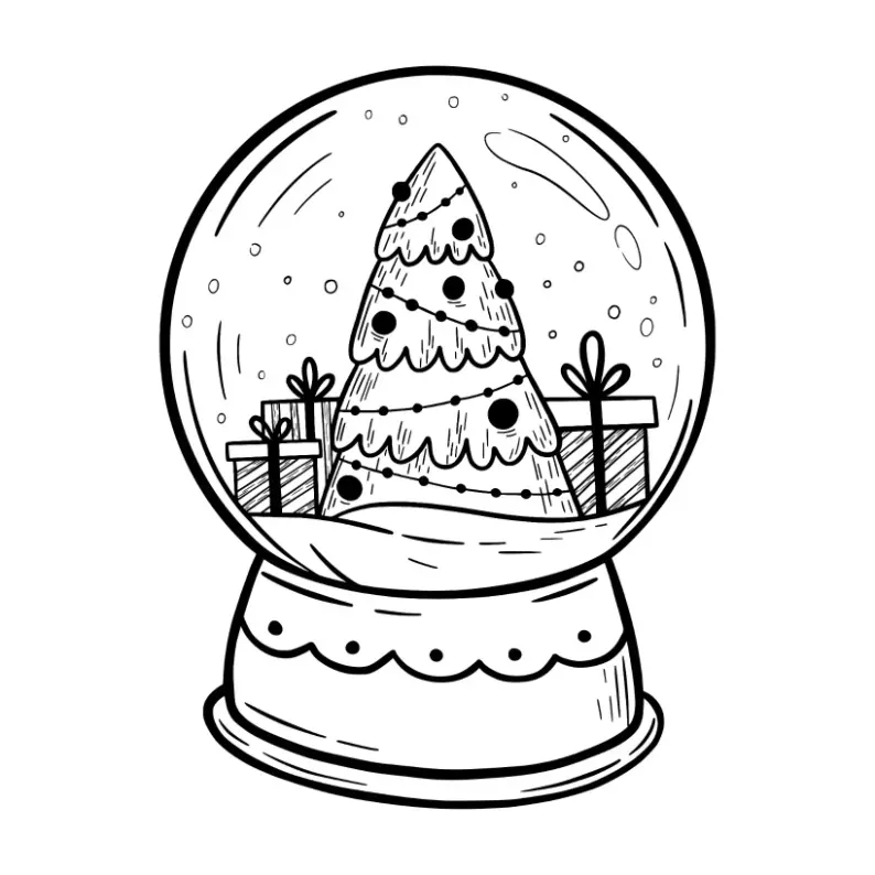 Free Snow Globe Picture To Color In