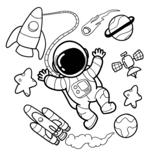 Free Space And Planets Picture To Color In