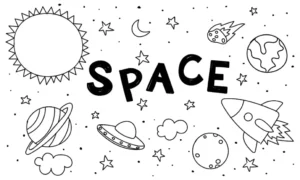 Free Space And Planets Picture To Color In
