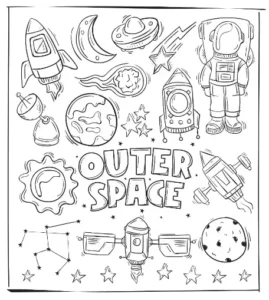 Free Space And Planets Picture To Color In