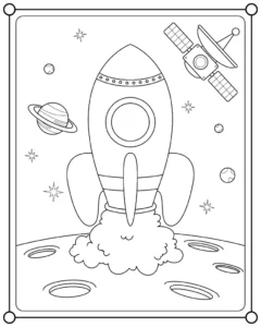 Free Space And Planets Picture To Color In