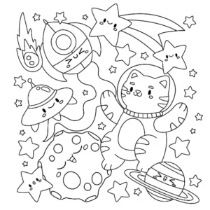 Free Space And Planets Picture To Color In