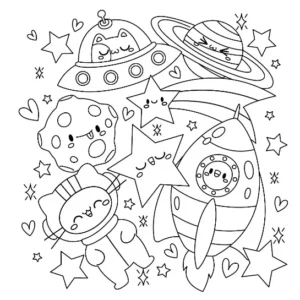Free Space And Planets Picture To Color In
