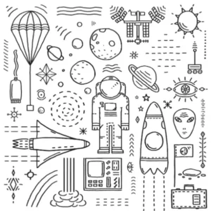 Free Space And Planets Picture To Color In