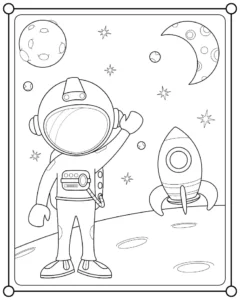 Free Space And Planets Picture To Color In