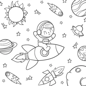 Free Space And Planets Picture To Color In