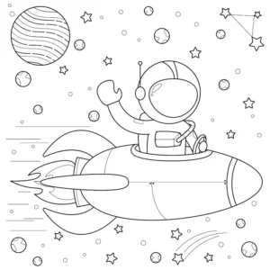 Free Space And Planets Picture To Color In
