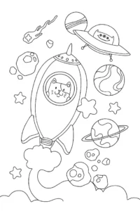 Free Space And Planets Picture To Color In