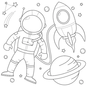 Free Space And Planets Picture To Color In