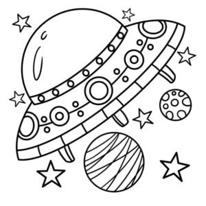 Free Space And Planets Picture To Color In