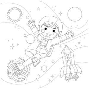 Free Space And Planets Picture To Color In
