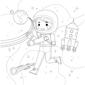Free Space And Planets Picture To Color In