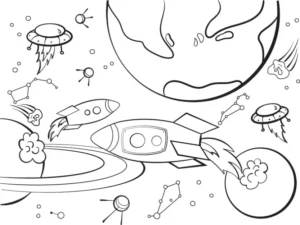 Free Space And Planets Picture To Color In