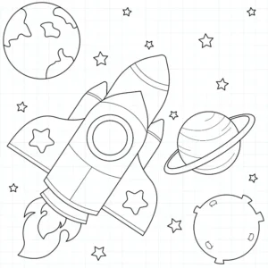 Free Space And Planets Picture To Color In
