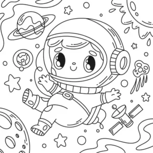 Free Space And Planets Picture To Color In