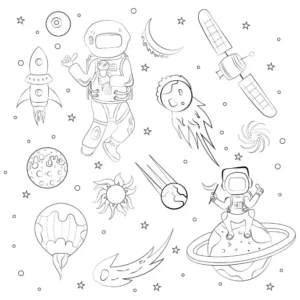 Free Space And Planets Picture To Color In