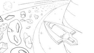 Free Space And Planets Picture To Color In