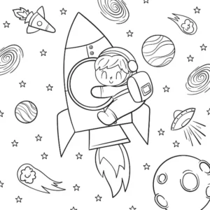 Free Space And Planets Picture To Color In