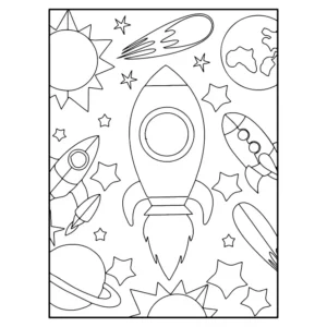 Free Space And Planets Picture To Color In