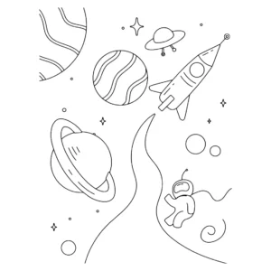 Free Space And Planets Picture To Color In