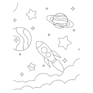 Free Space And Planets Picture To Color In