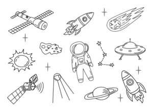 Free Space And Planets Picture To Color In