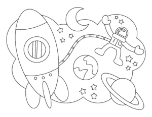 Free Space And Planets Picture To Color In