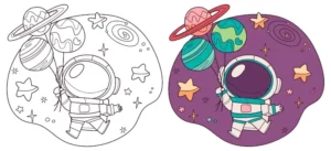 Free Space And Planets Picture To Color In