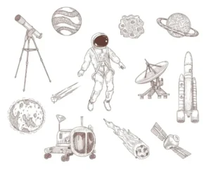 Free Space And Planets Picture To Color In