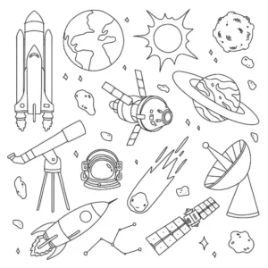 Free Space And Planets Picture To Color In