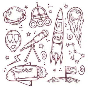 Free Space And Planets Picture To Color In
