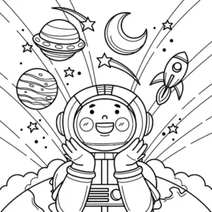 Free Space And Planets Picture To Color In