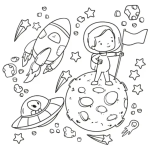Free Space And Planets Picture To Color In