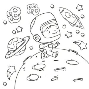 Free Space And Planets Picture To Color In